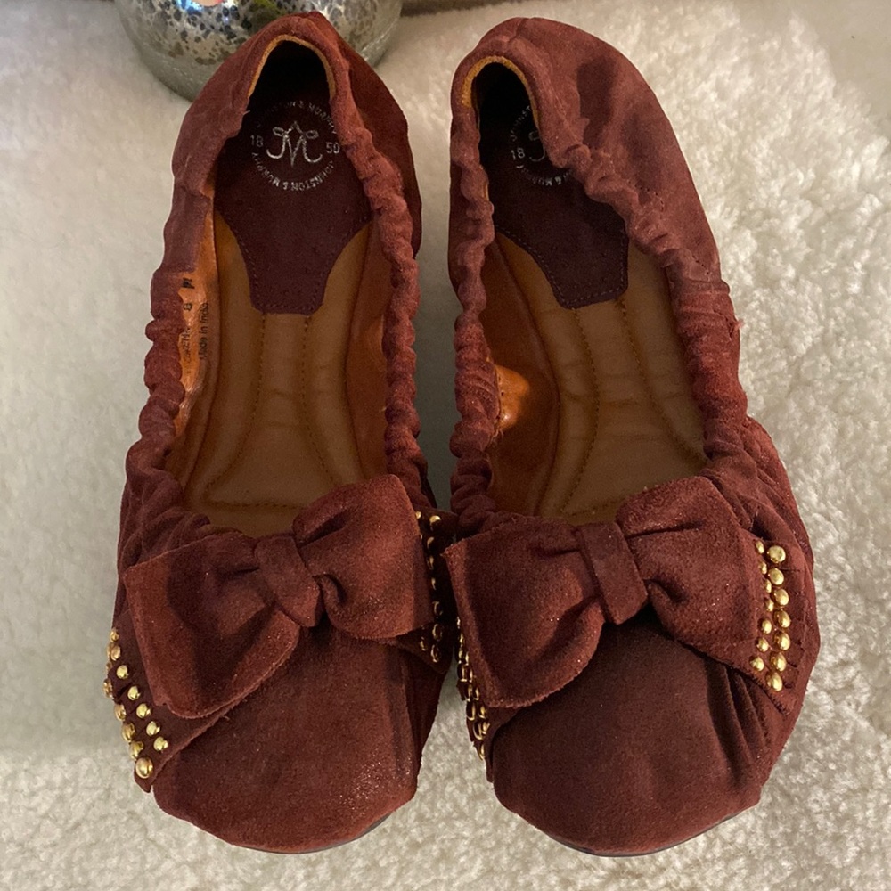 JOHNSTON AND MURPHY flat shoes for women size 8 wine color